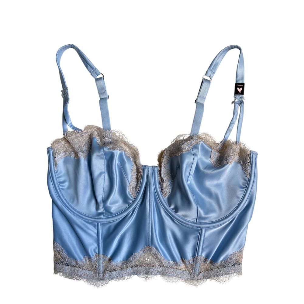 NWT Victoria's Secret Lace / Satin Bustier (Light Blue) - 34DDD